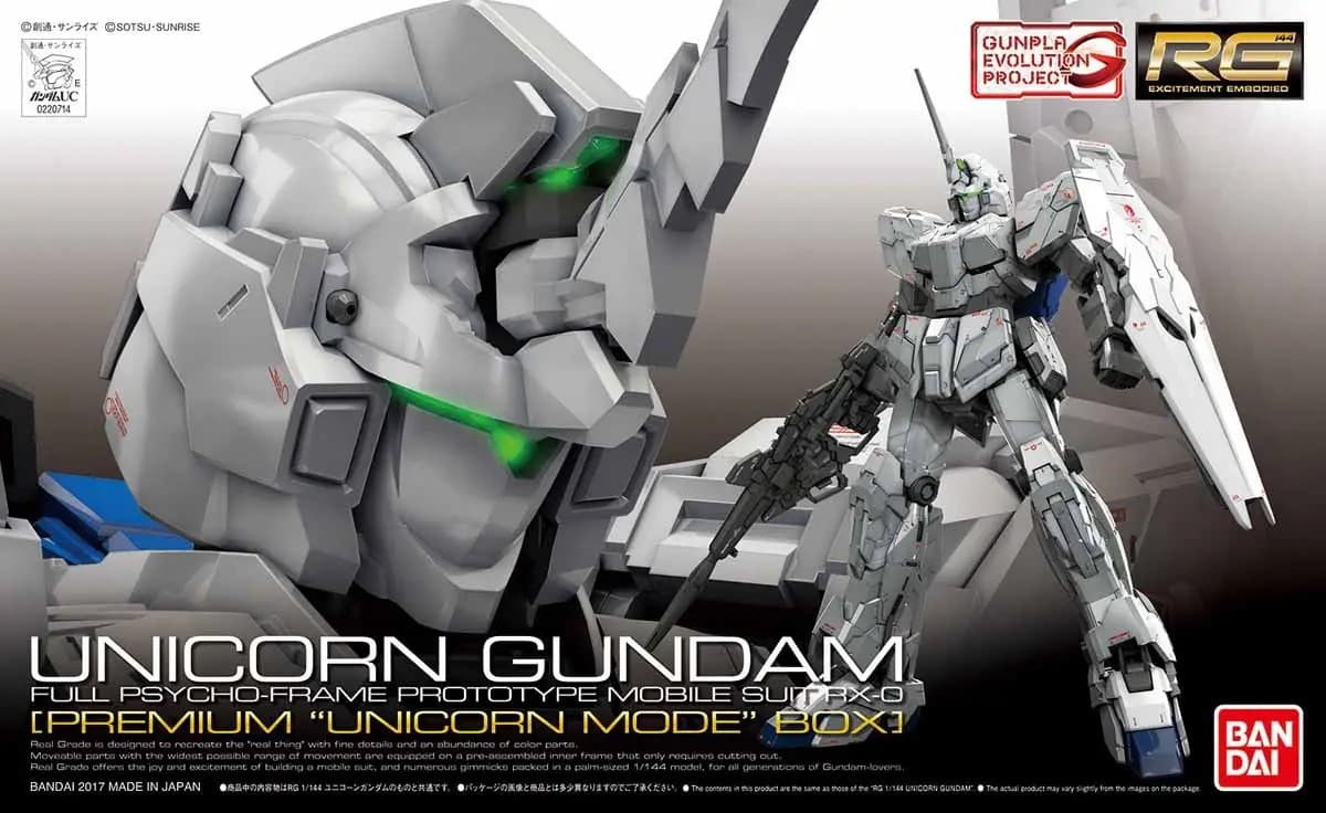 RG RX-0 Unicorn Gundam (Premium Unicorn Mode Box) - Box Art