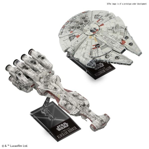 1/1000 BLOCKADE RUNNER & 1/350 MILLENNIUM FALCON - Box Art
