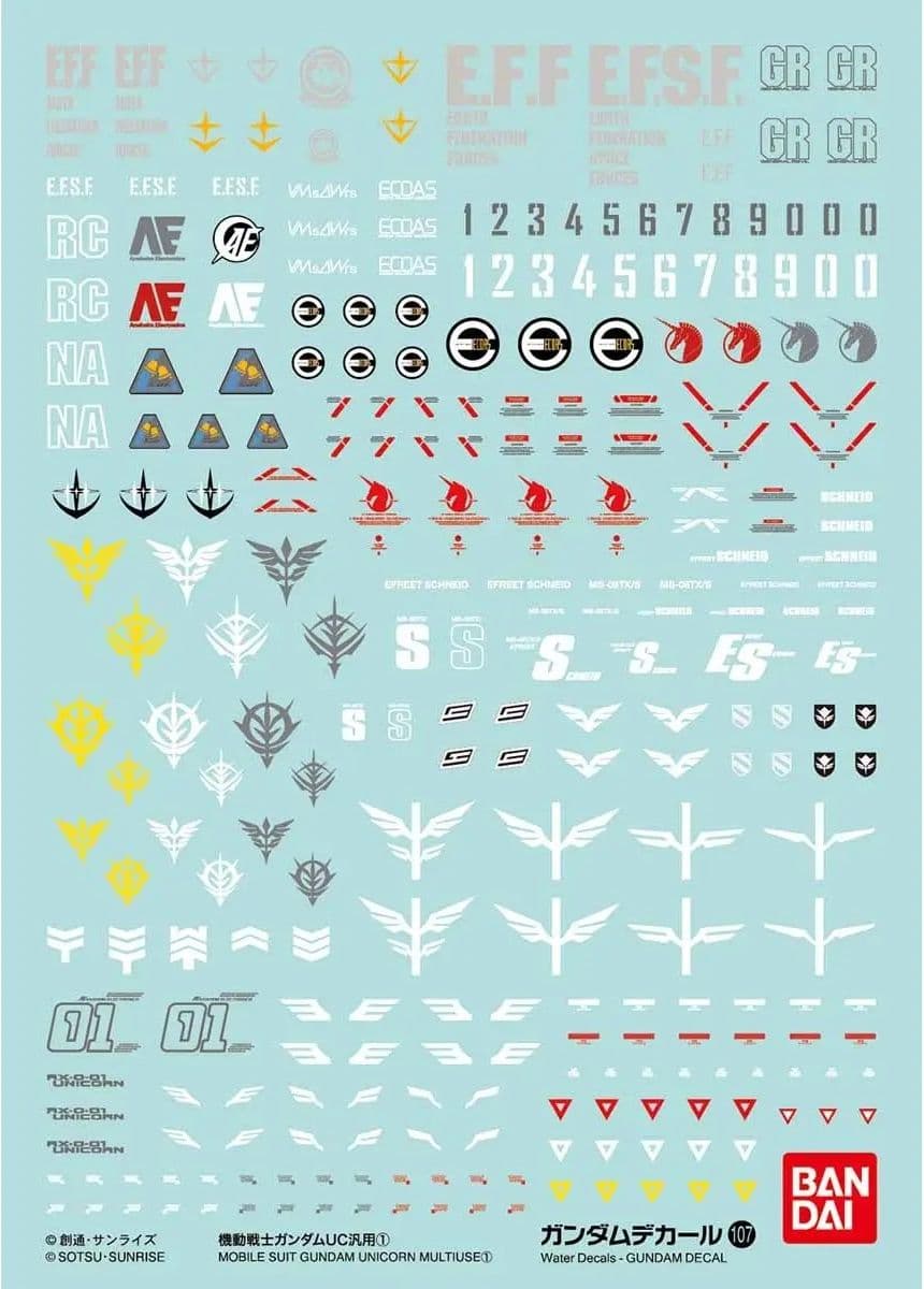 Gundam Decal No. 107 Mobile Suit Gundam UC #1 - Box Art