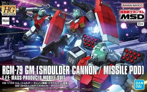HG Gundam the Origin MSD RGM-79 GM (Shoulder Cannon / Missile Pod) - Box Art