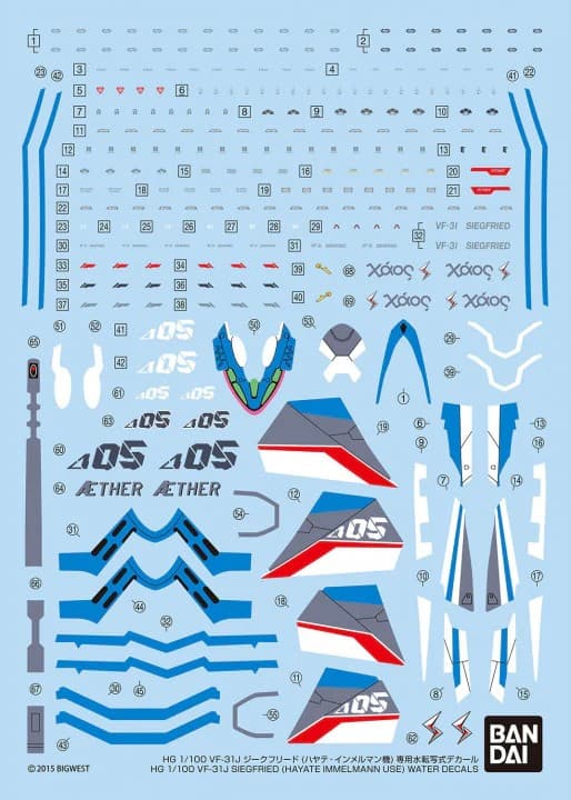 HG VF-31J Siegfried (Hayate Immelmann use) Water Decals - Box Art